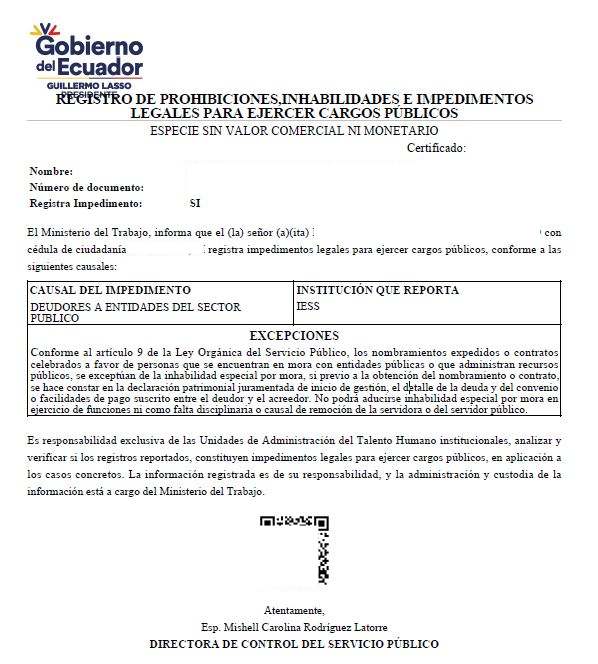 ✅ Certificado de No Impedimento para Cargo Público Ecuador 2026