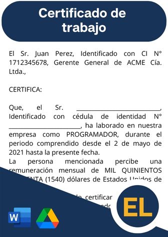 ✅ Certificado de Trabajo Ecuador 2026 – Modelo Word Gratis