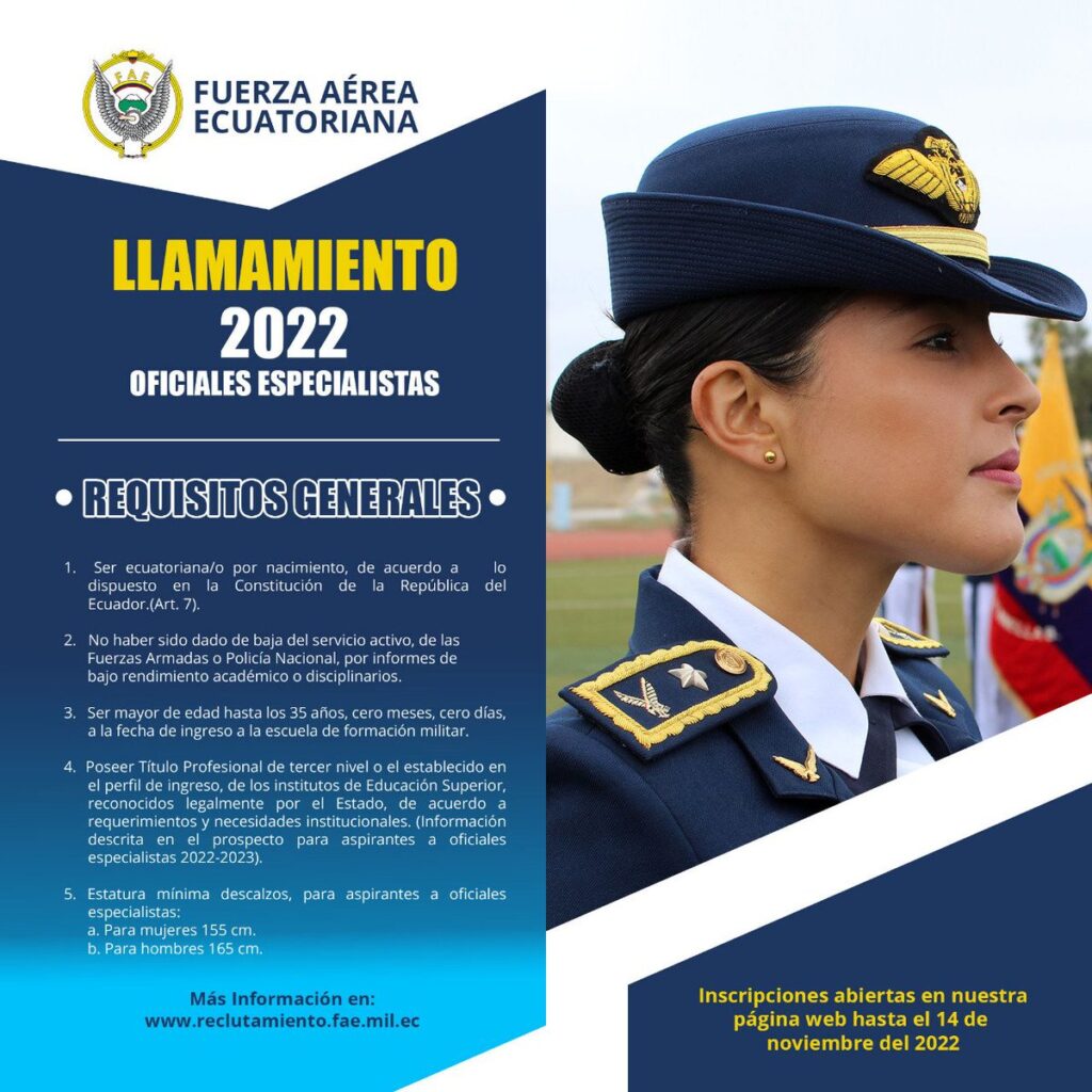 ✅ Reclutamiento FAE 2026 – Inscripción Fuerza Aérea Ecuador